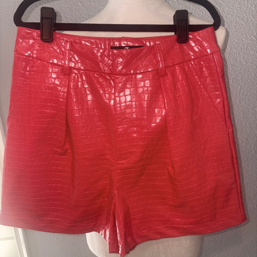 7 for all Mankind pink faux crocodile leather
